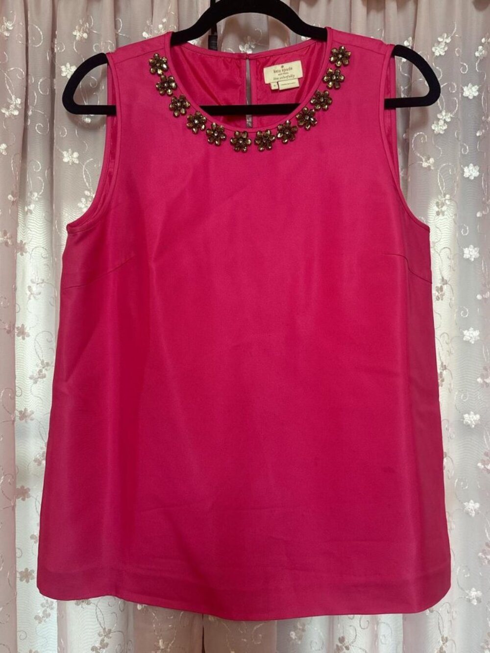 Kate Spade New York pink blouse with rhinestone collar | Size 8 | Pre loved!